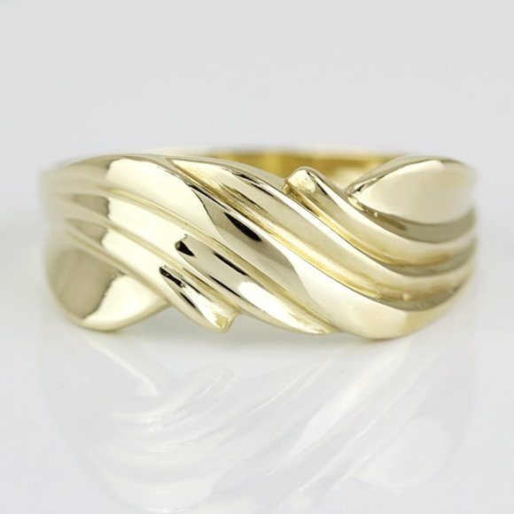 Vintage 14k Yellow Gold Wave Band Ring - Picture 2 of 7